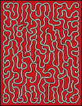 Red Abstract Winding Line Field Rug