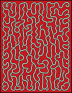 Red Abstract Winding Line Field Rug