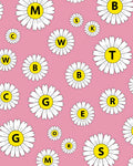 Pink Daisy Alphabet Collage Rug