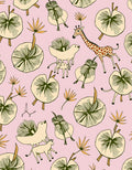 Whimsical Giraffe and Plants Pink Rug