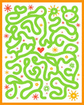 Whimsical Orange Green Heart Maze Rug
