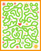 Whimsical Orange Green Heart Maze Rug