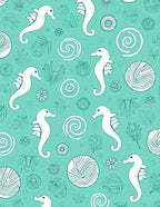 Aqua Seahorse Swirl Foliage Medallions Rug