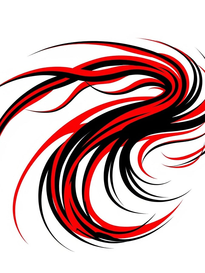Crimson Black Dynamic Swirl Rug
