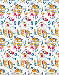 Playful Yellow Fish Alphabet Abstract Rug