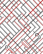 Angular Red and Black Intersecting Lines Rug