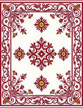 Crimson Yellow Floral Border Medallion Rug