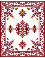 Crimson Yellow Floral Border Medallion Rug