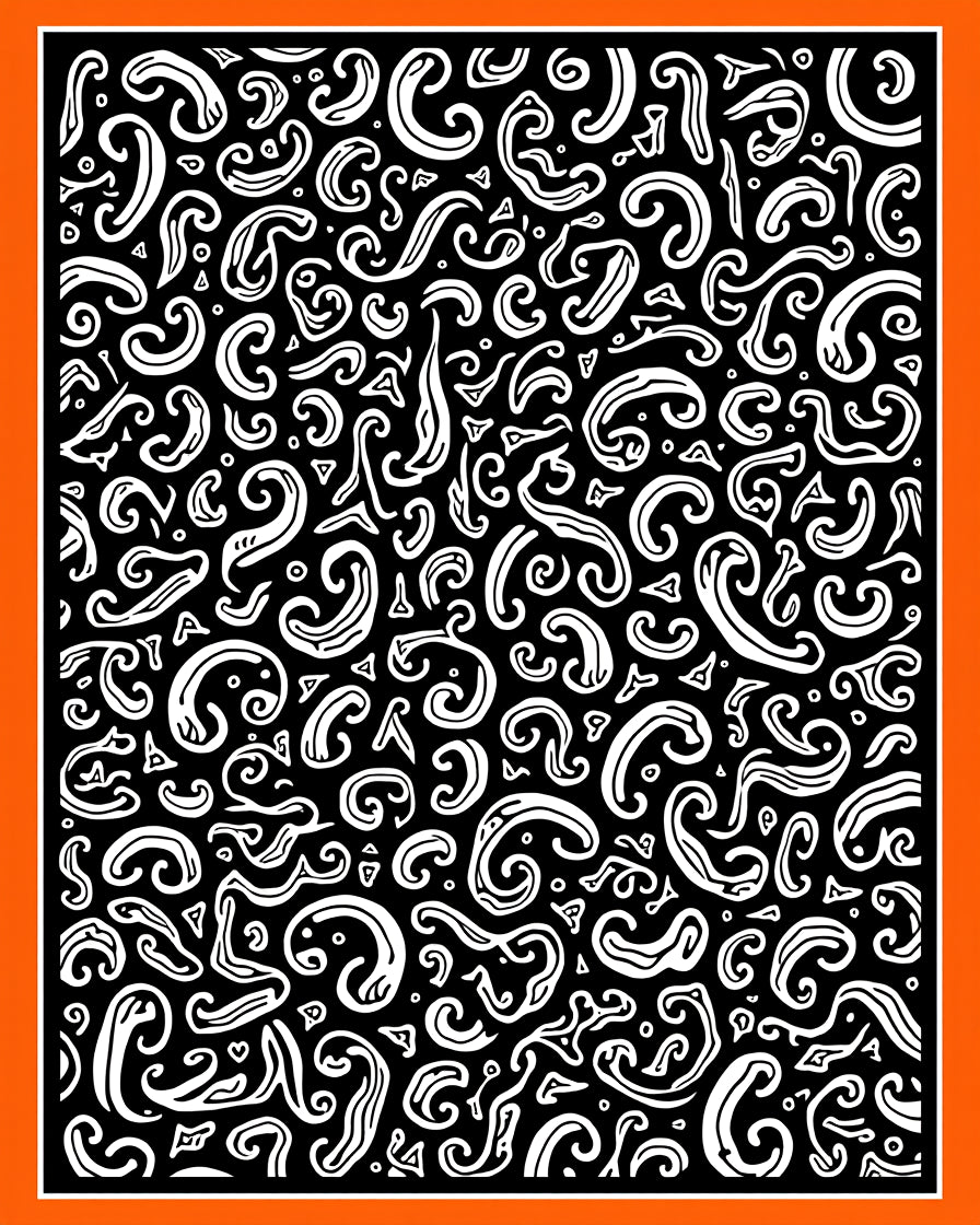 White Swirls On Black Background Rug