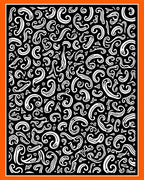 White Swirls On Black Background Rug
