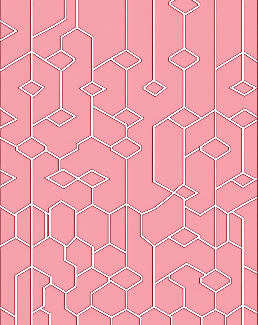 Pink Geometric Honeycomb And Diamond Accents Rug