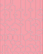 Pink Geometric Honeycomb And Diamond Accents Rug