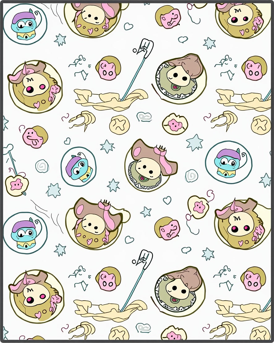 Whimsical Characters Cartoon Sketch Rug