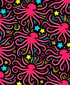 Bold Pink Octopus Stars Swirl Rug