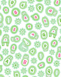 Whimsical Green Agate Alphabet Flowers Rug