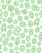 Whimsical Green Agate Alphabet Flowers Rug