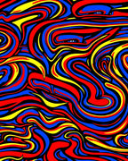 Bold Swirling Red Blue Yellow Abstraction Rug