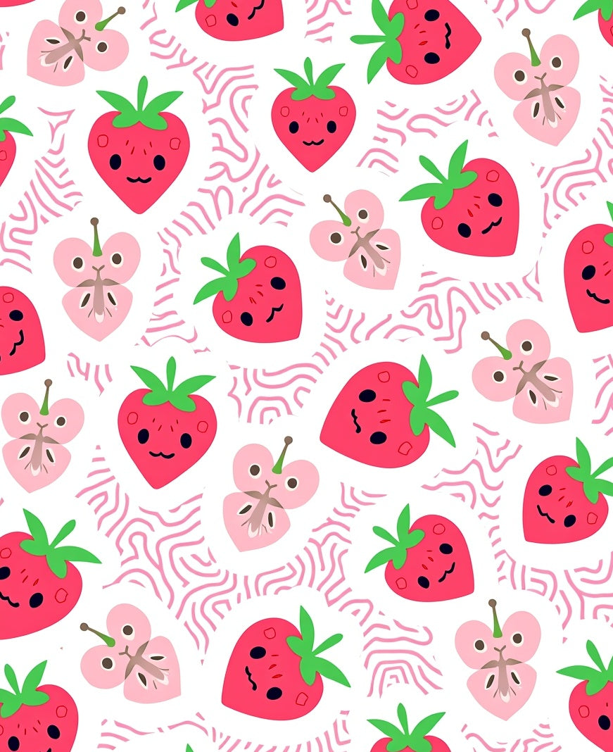 Sweet Strawberry Butterfly Garden Rug