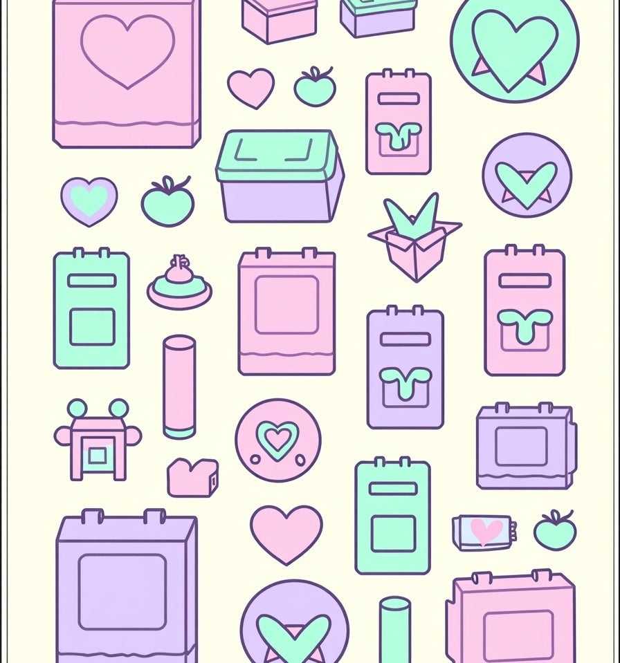 Pastel Hearts And Checkmarks Jumbled Rug