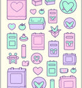 Pastel Hearts And Checkmarks Jumbled Rug