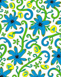 Blue Floral Vines With Alphabet Numbers Rug