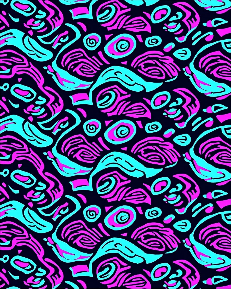 Retro Pink Teal Abstract Swirl Rug