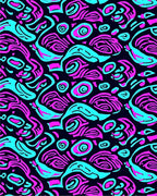 Retro Pink Teal Abstract Swirl Rug