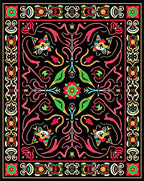 Bold Black Floral Animal Whimsical Rug