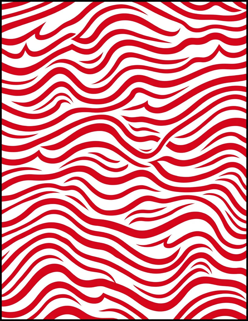 Abstract Red Wave Line Harmony Rug