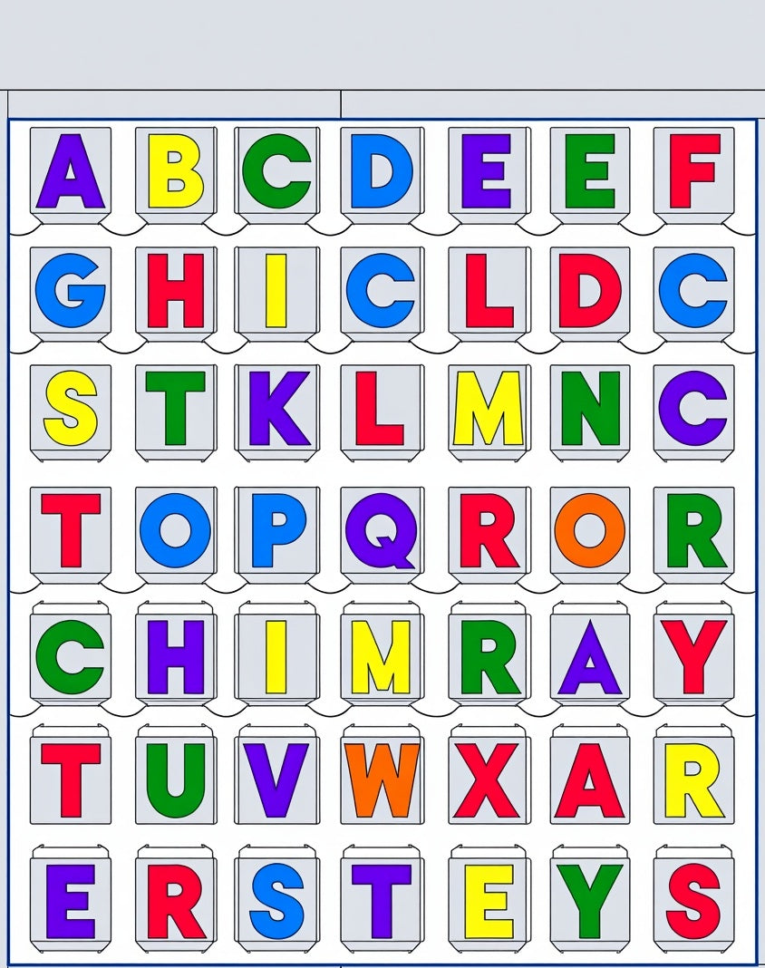 Colorful Alphabet Blocks Grid Rug