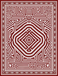 Deep Crimson Maze Geometric Rug