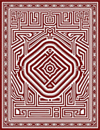 Deep Crimson Maze Geometric Rug