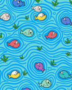 Cute Colorful Fish Whimsical Water Scene Rug