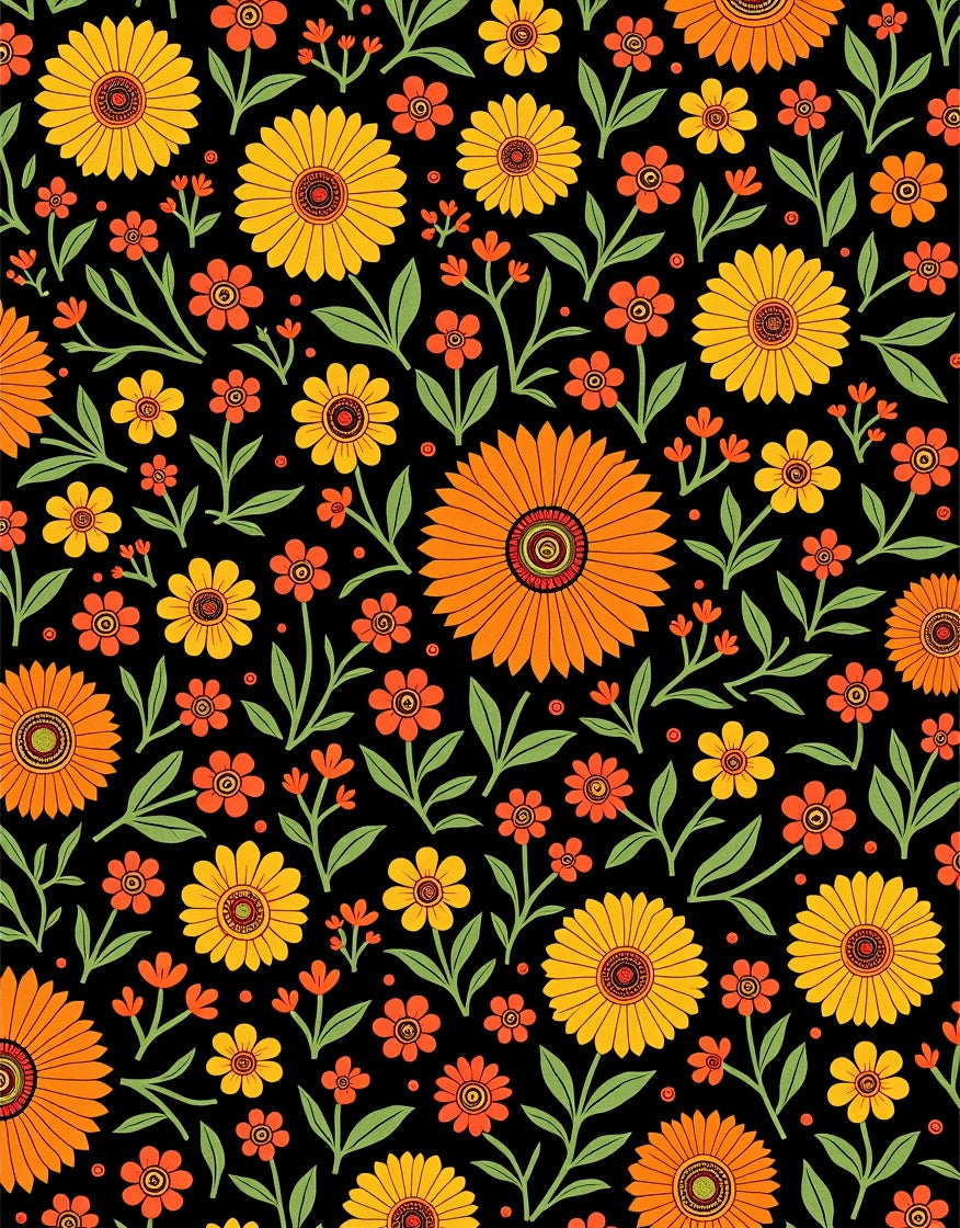 Retro Sunshine Floral Garland Rug