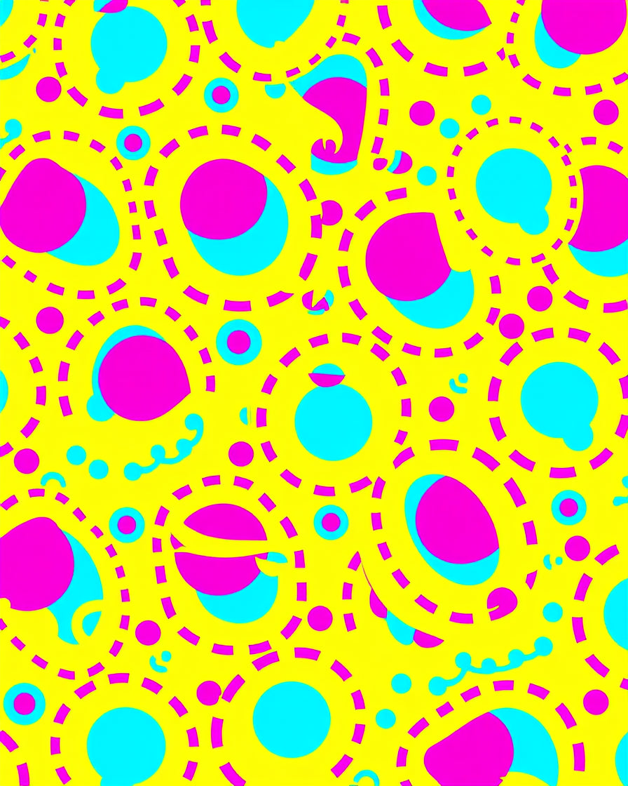 Bright Yellow Pink Blue Circles Rug