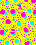 Bright Yellow Pink Blue Circles Rug