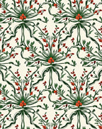 Whimsical Red Floral Ribbon Vines Rug