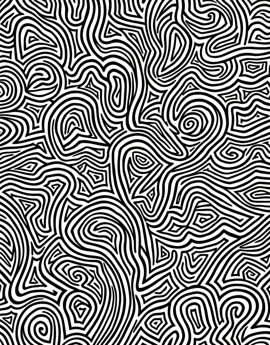 Bold Black White Abstract Maze Rug