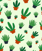 Green Potted Plants Repeating Pattern Rug
