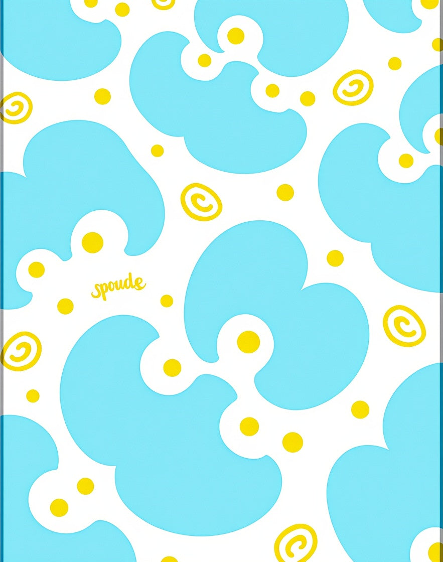Playful Blue Yellow Cloud Burst Rug