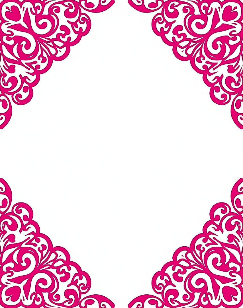 Fuchsia Filigree Scroll Corners Rug