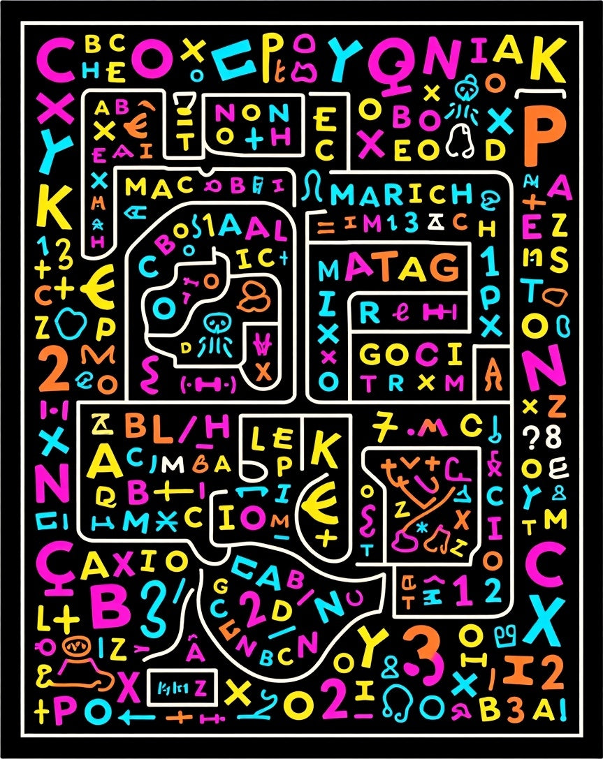 Alphabetical Collage Vibrant Multicolored Typographic Rug
