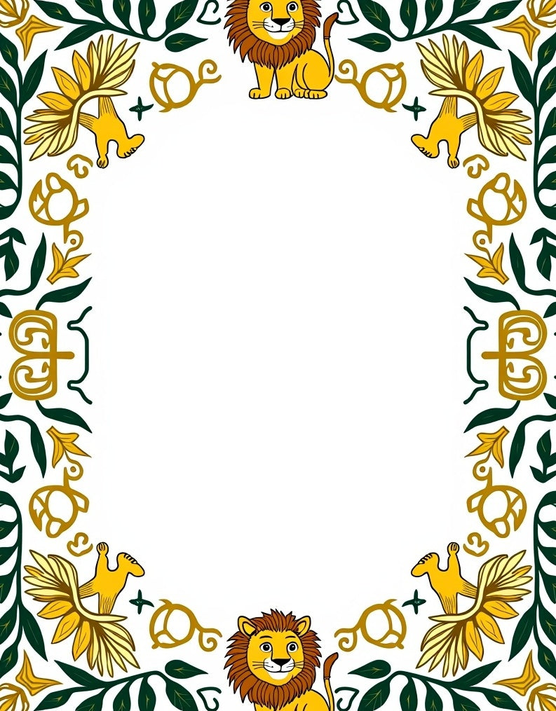 Golden Lion Floral Leaf Border Rug
