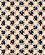 Crimson White Blue Repeating Medallion Rug