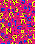 Retro Pink Multi-Color Alphabet Shapes Rug