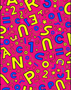 Retro Pink Multi-Color Alphabet Shapes Rug