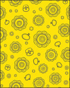 Hand Drawn Yellow Floral Medallion Arrangement Rug