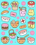 Kawaii Foodie Bowl and Sushi Collection Rug