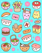 Kawaii Foodie Bowl and Sushi Collection Rug