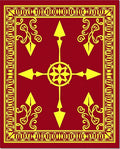 Crimson Yellow Arrow Medallion Border Rug